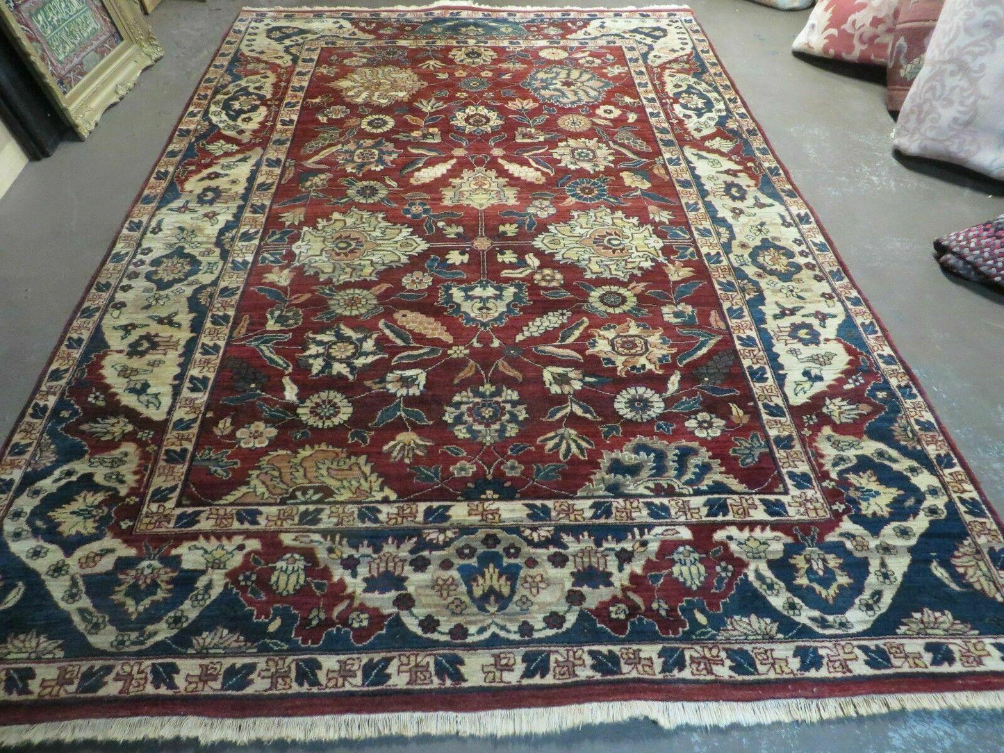 6' X 9' Vintage Handmade India Floral Oriental Wool Rug Vegetable Dyes Red Nice