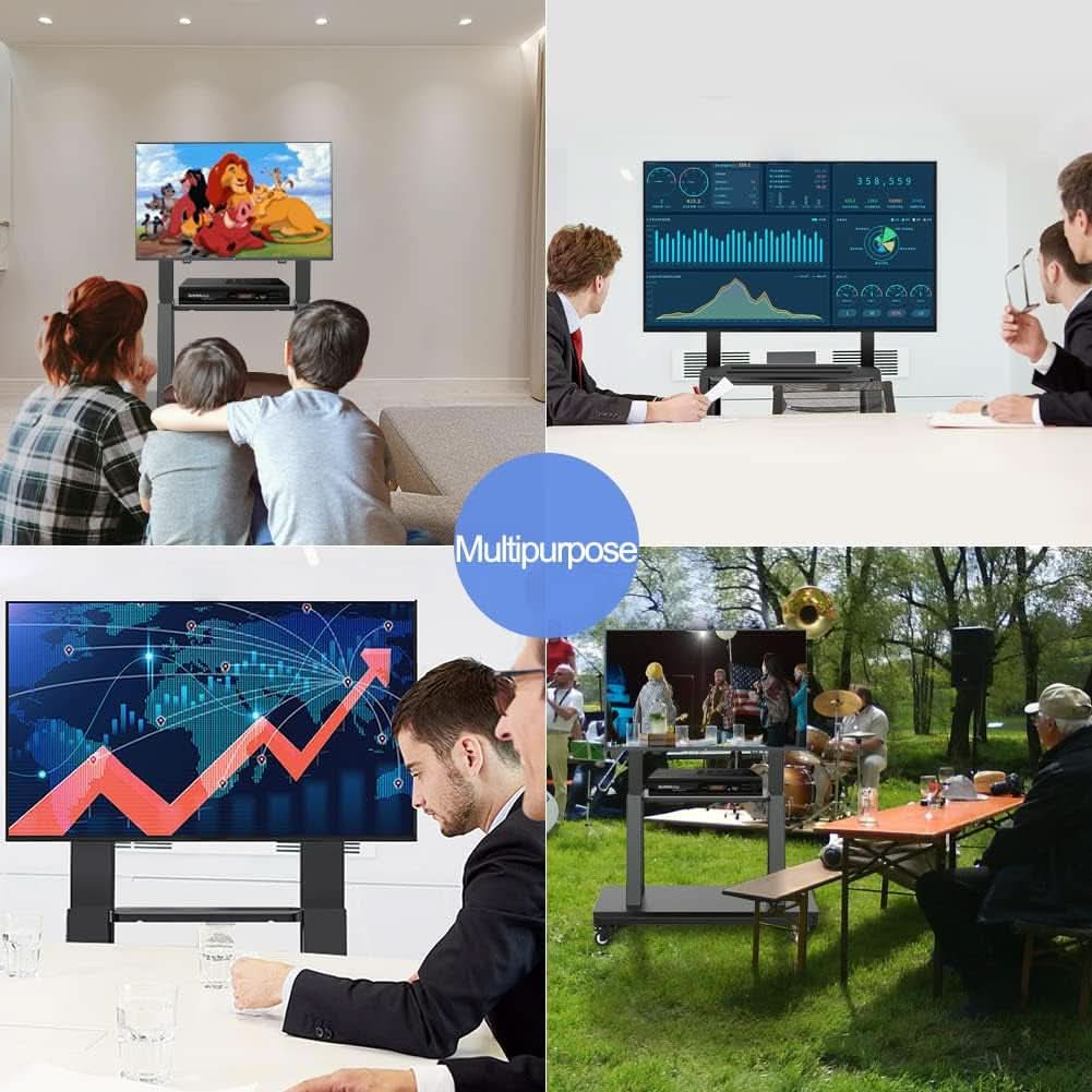 Mobile Tv Cart On Wheels For 42 To 100 Inch Screens
