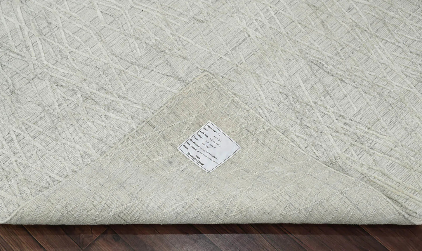 4x6 Tone On Tone Gray LoomBloom Hand Knotted Modern & Contemporary Textured Tibetan 100% Wool Oriental Area Rug