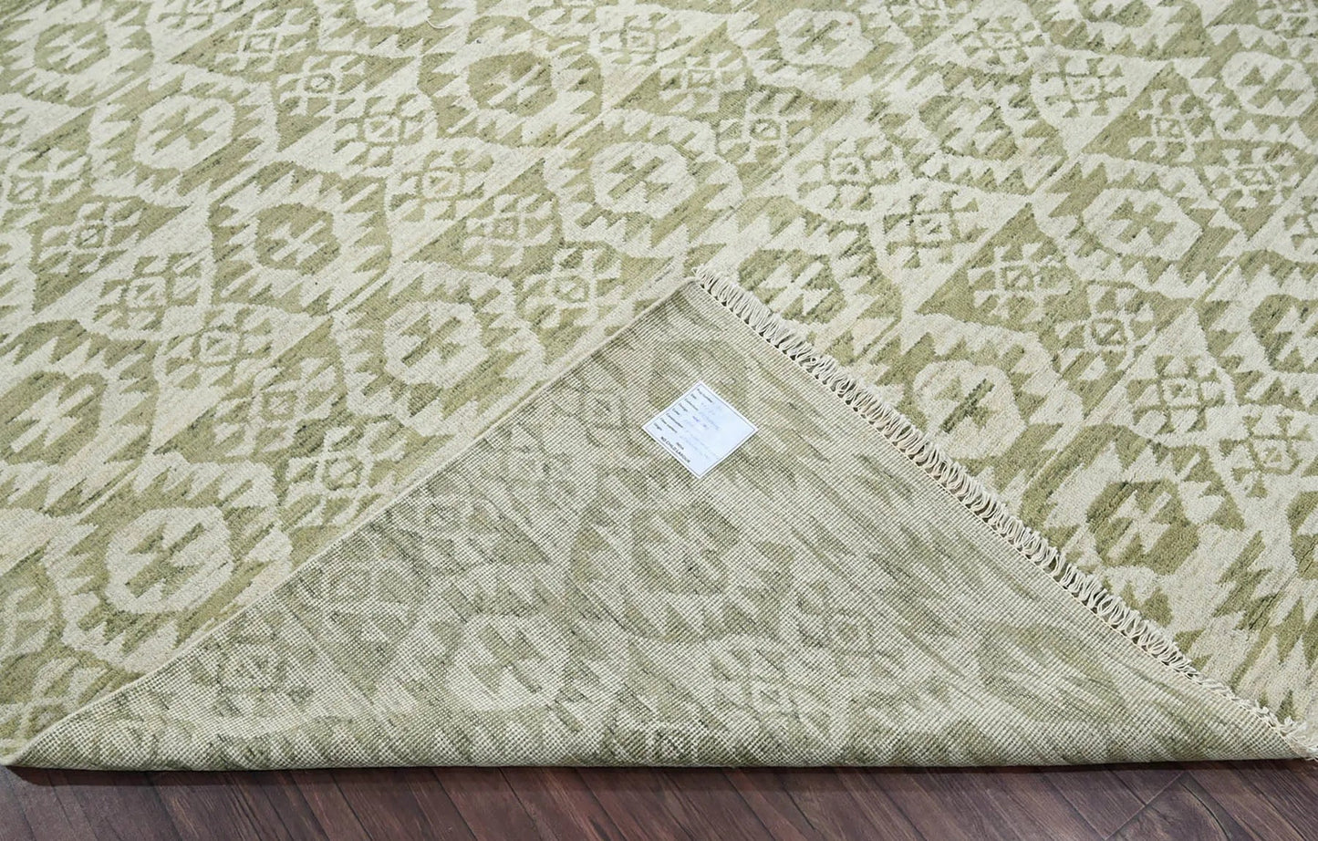 10x14 Beige, Green Hand Knotted Oushak 100% Wool Southwestern Oriental Area Rug