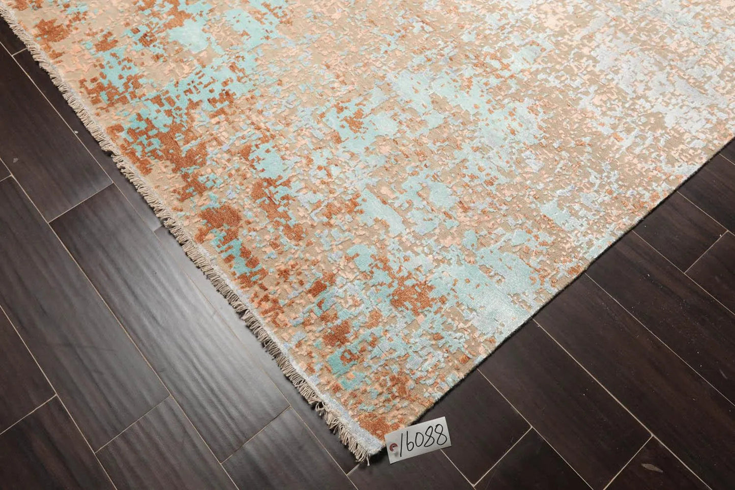 10' x14' Hand Knotted Sherpa Wool & Silk Modern Oriental Area Rug Aqua