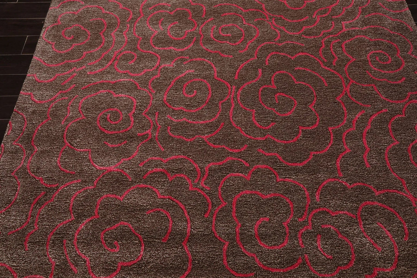 LoomBloom Multi Size Brown Hand Tufted Contemporary Wool and Faux Silk Oriental Area Rug