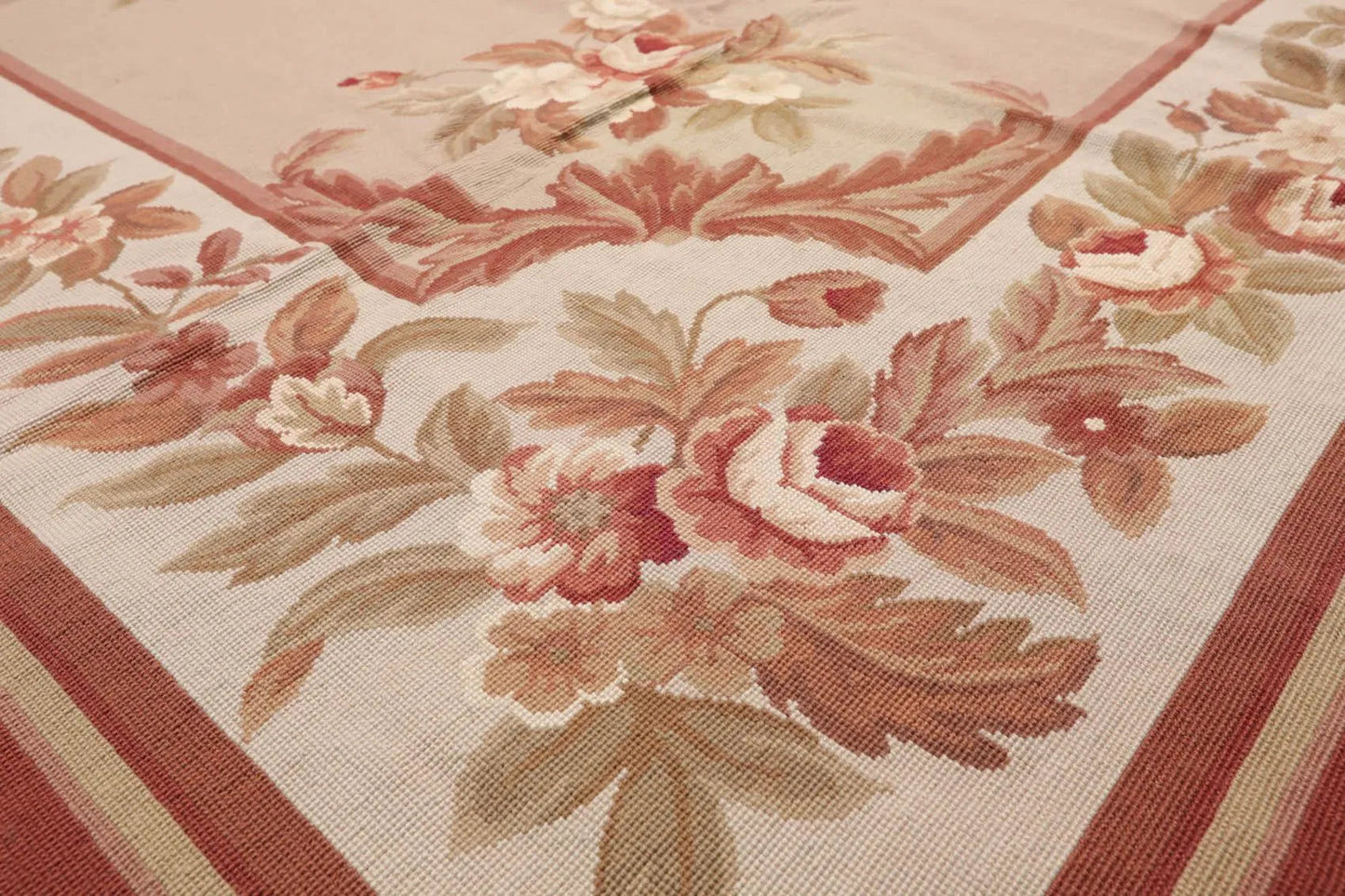 8' x 10' Hand Woven Wool French Aubusson Flatweave Area Rug Taupe