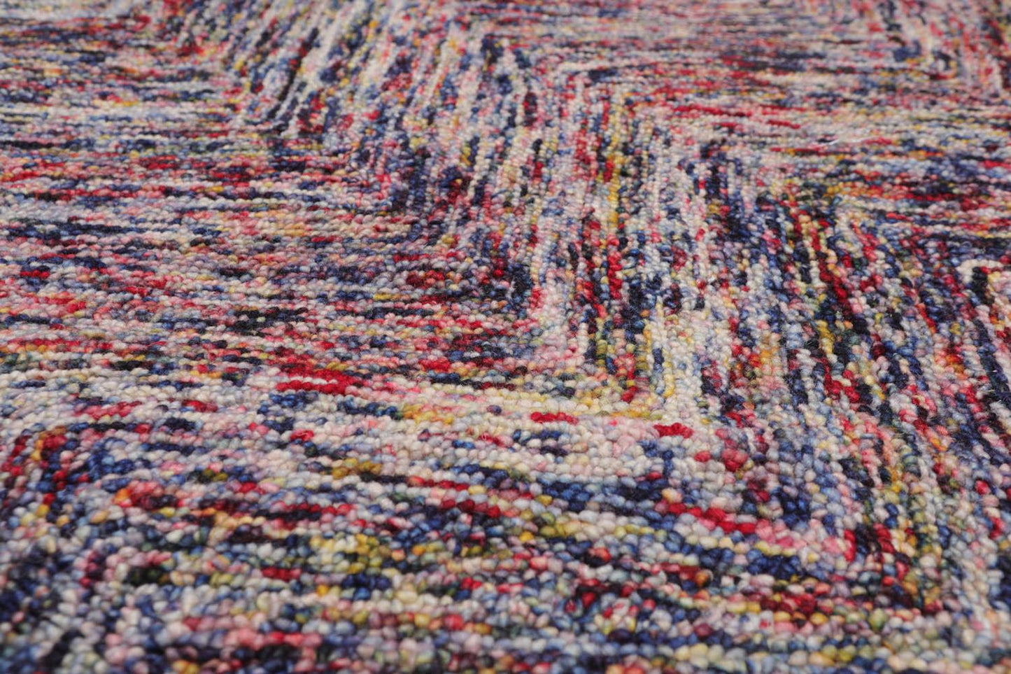 3'4" x 5' Handmade Zig Zag Medley Wool Loop Pile Area Rug Contemporary Multi