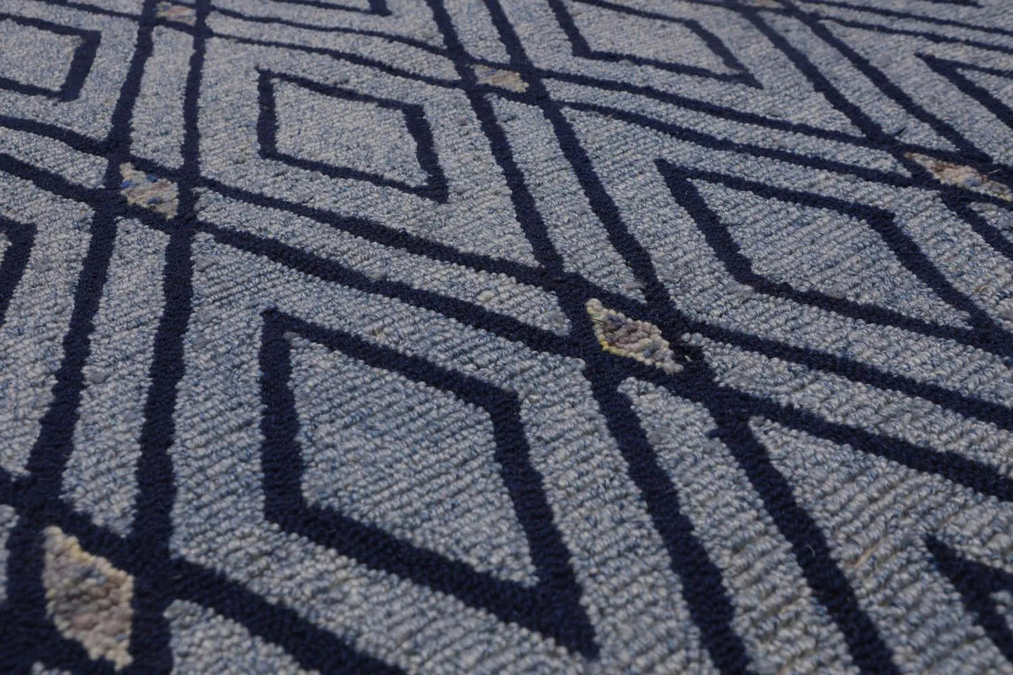 4' x 6' Handmade Loop Pile Diamond Wool Oriental Area rug Contemporary Blue