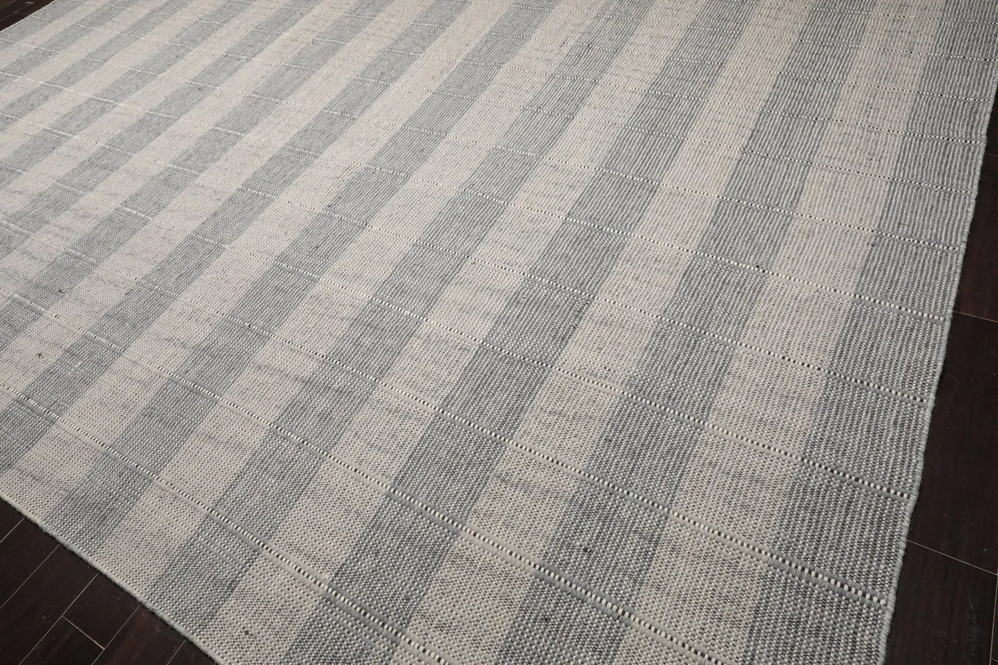 LoomBloom Plaid Multi Sizes Gray Hand Woven Flatweave Modern Wool Oriental Area Rug