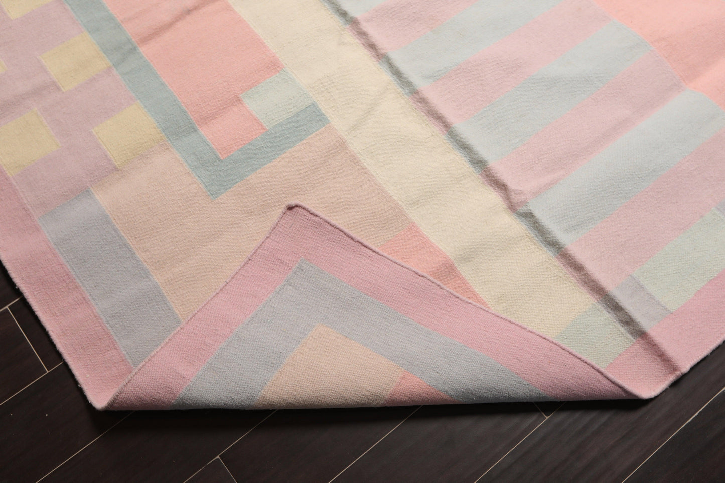 11'1"x16'3" Hand Woven Wool Palace Size Reversible Dhurry Oriental Area Rug Pink