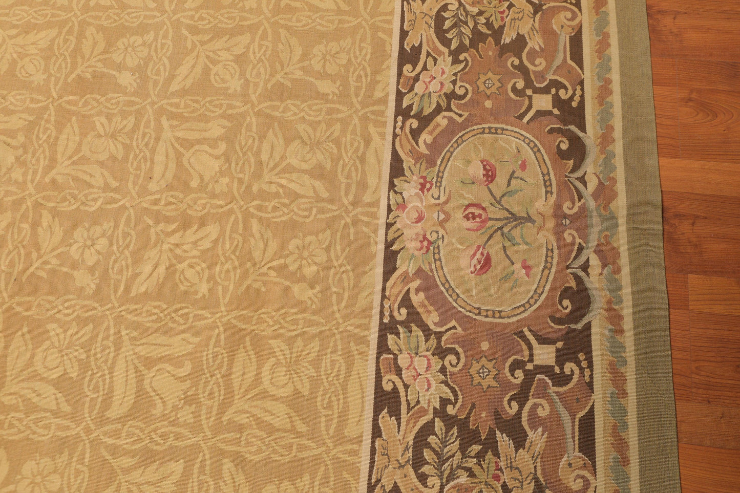 8’1"x11’6" Hand Woven 100% wool French Aubusson Needlepoint Area Rug Gold