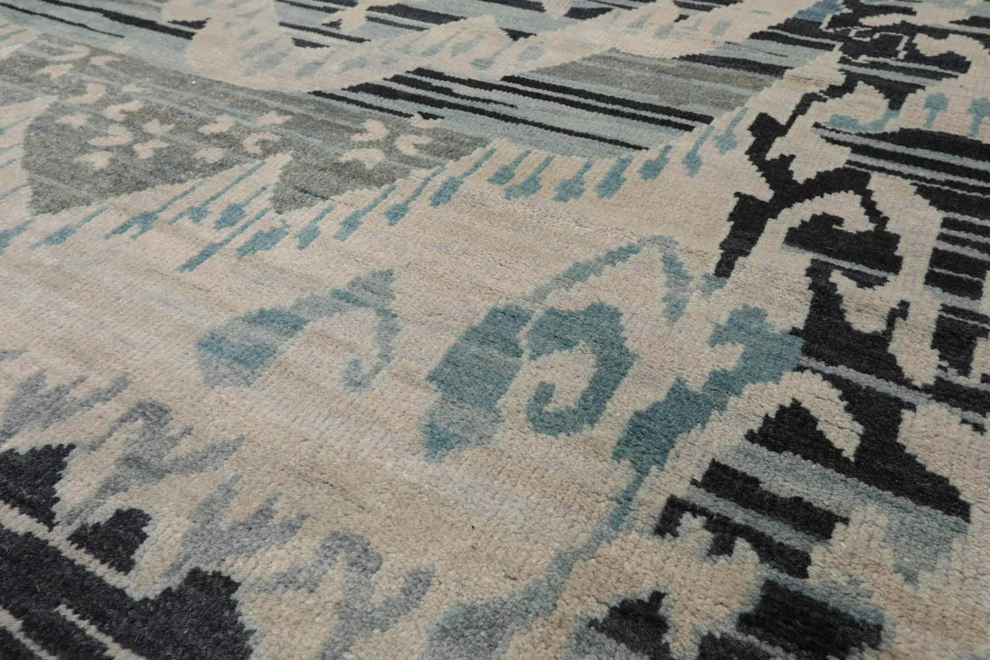 9x12 Hand Knotted Oushak 100% Wool Modern & Contemporary Oriental Area Rug Gray Beige, Charcoal Color