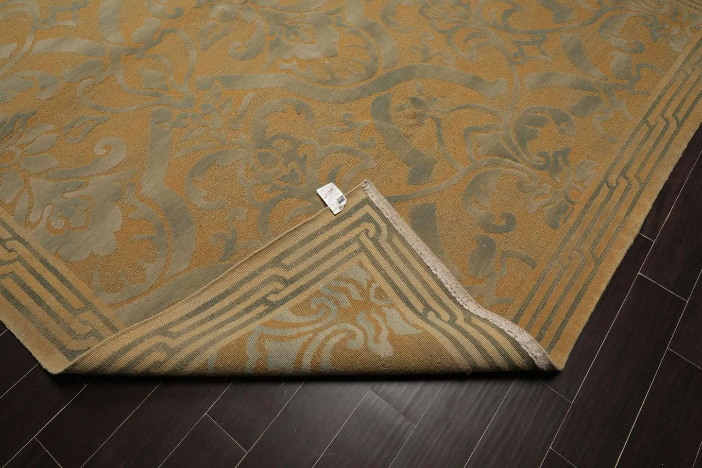 9x12 Tan Asmara French Aubusson Savonnerie Hand Knotted Wool Area Rug plush pile