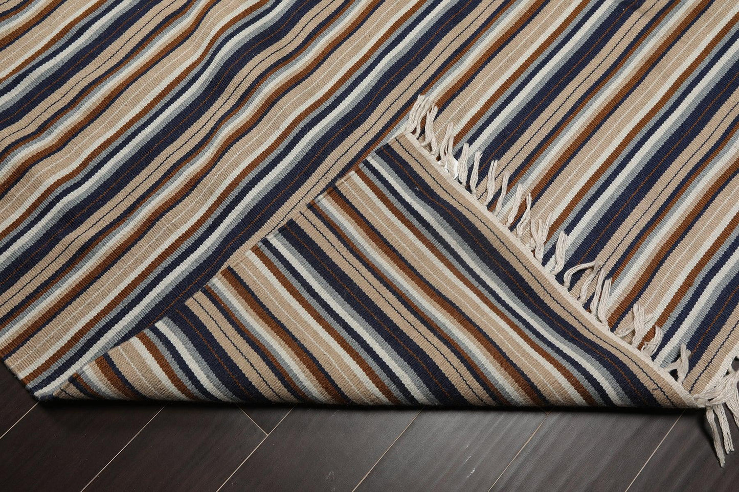 7'10" x 11'2" Hand Woven Superfine Dhurry Wool Flatweave Area Rug Modern Tan