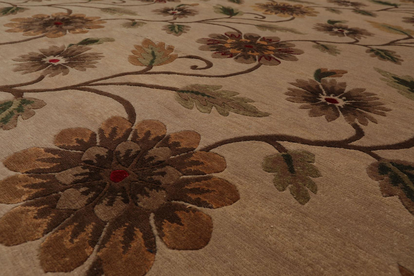 7'10" x 9'11" Hand Knotted Tibetan Wool & Silk Transitional Area Rug Tan