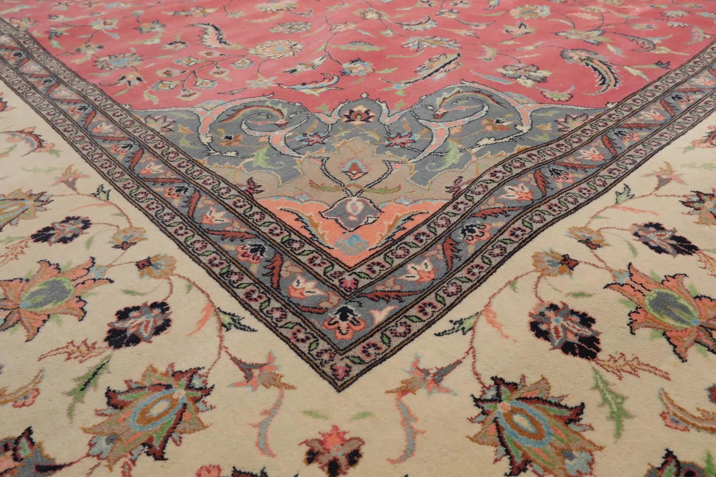 9'x13' Hand Knotted 100% Wool Nain Traditional Oriental Area Rug Raspberry, Ivory Color