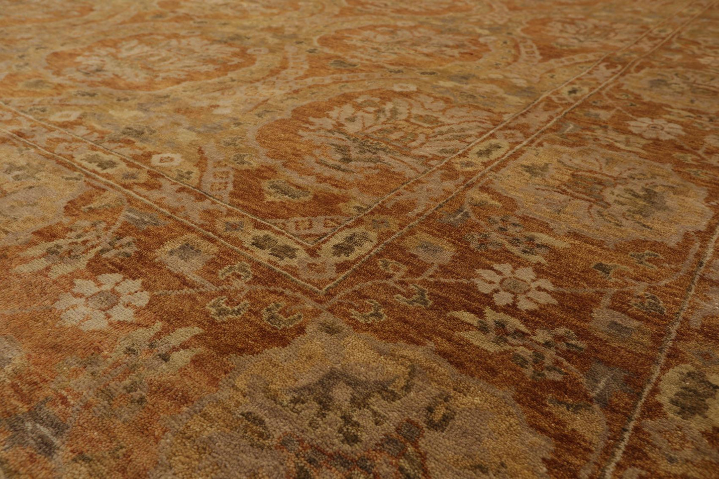 8'11'' x 11'9" Hand Knotted 100% Wool Damask Oriental Area Rug Gold