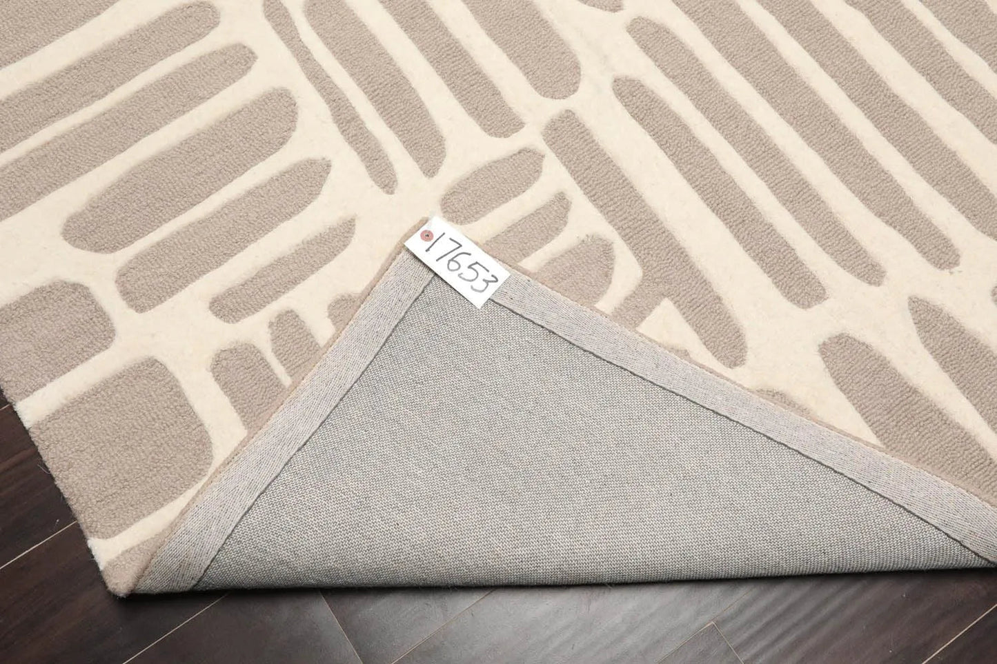 5' x8'' Hand Tufted Hand Made 100% Wool Designer Modern & Contemporary Oriental Area Rug Taupe,Ivory Color