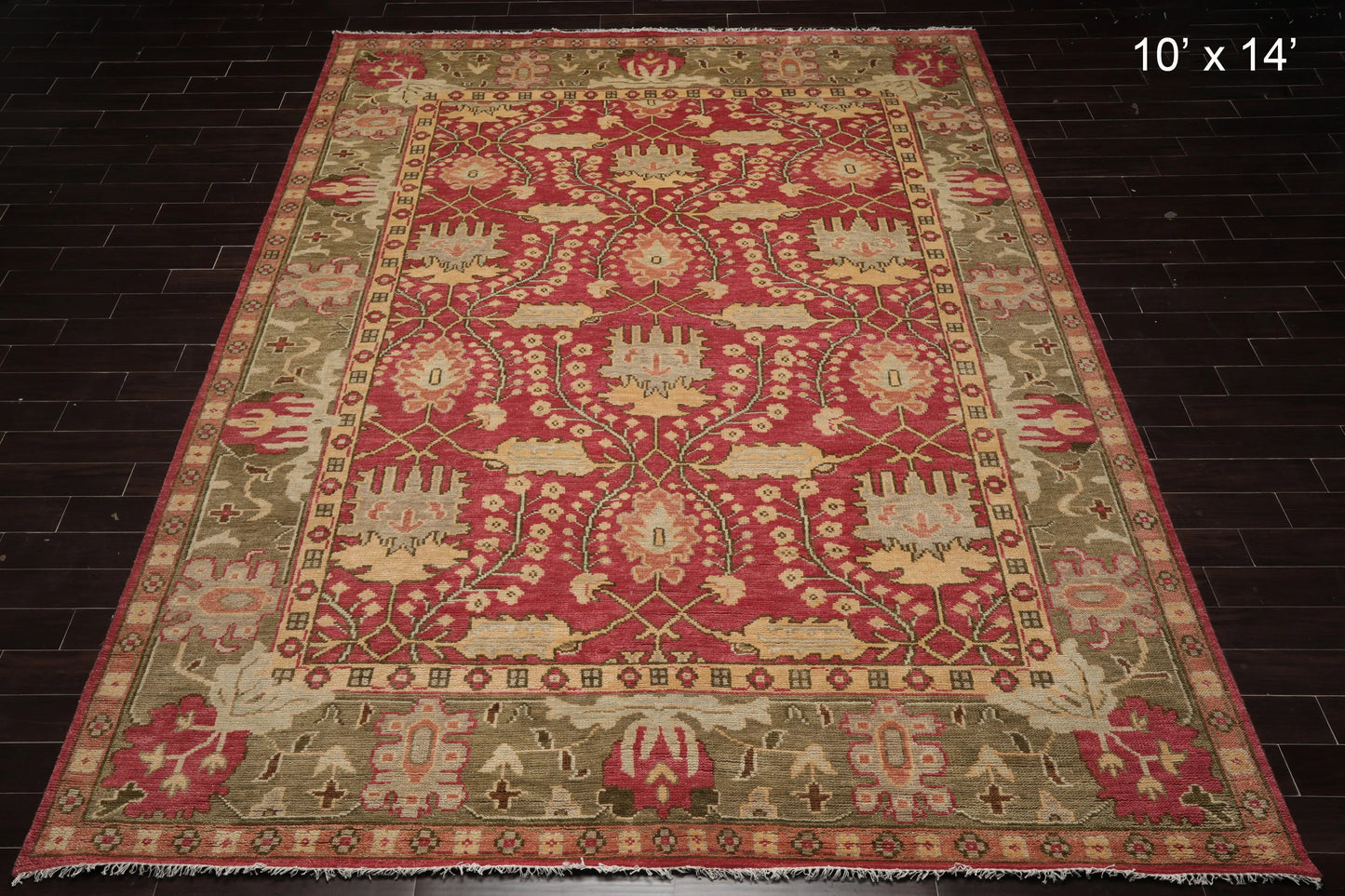 Multi Sizes Hand Knotted LoomBloom Muted Turkish Oushak 100% Wool Traditional Oriental Area Rug Raspberry, Sage Color