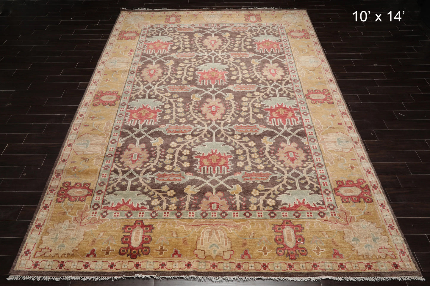 Multi Sizes Hand Knotted LoomBloom Muted Turkish Oushak 100% Wool Traditional Oriental Area Rug Brown,Mustard Color