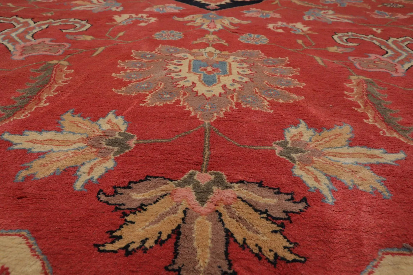 11'11'' x 17'10'' Rare Romanian Hand Knotted 100% Wool Seraapi Area Rug Coral