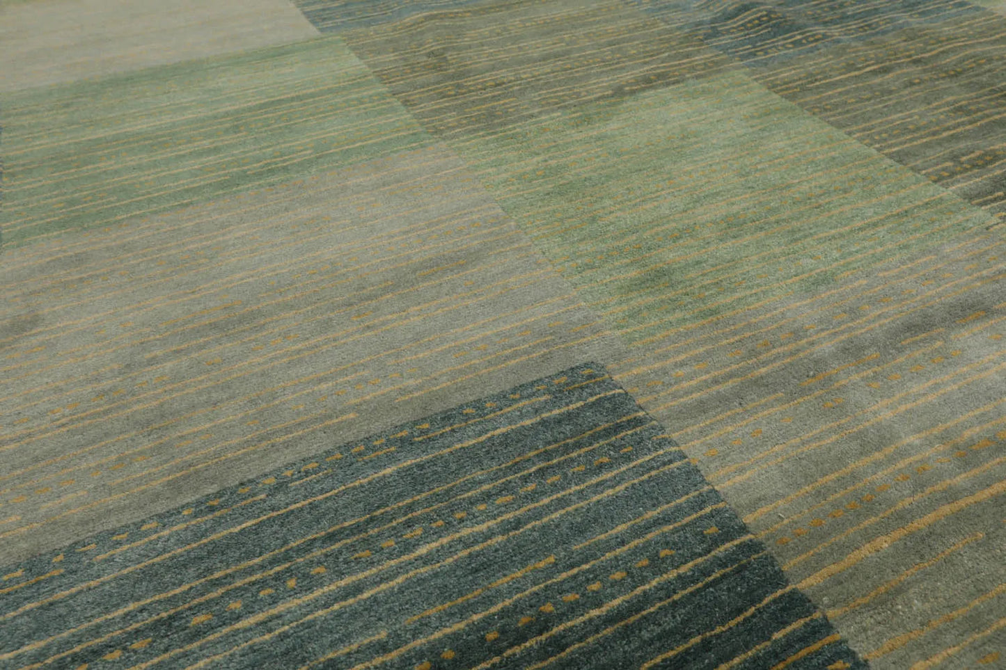8' 2''x9' 10'' Hand Knotted Tibetan 100% Wool Michaelian & Kohlberg Modern & Contemporary Oriental Area Rug Aqua, Gray Color