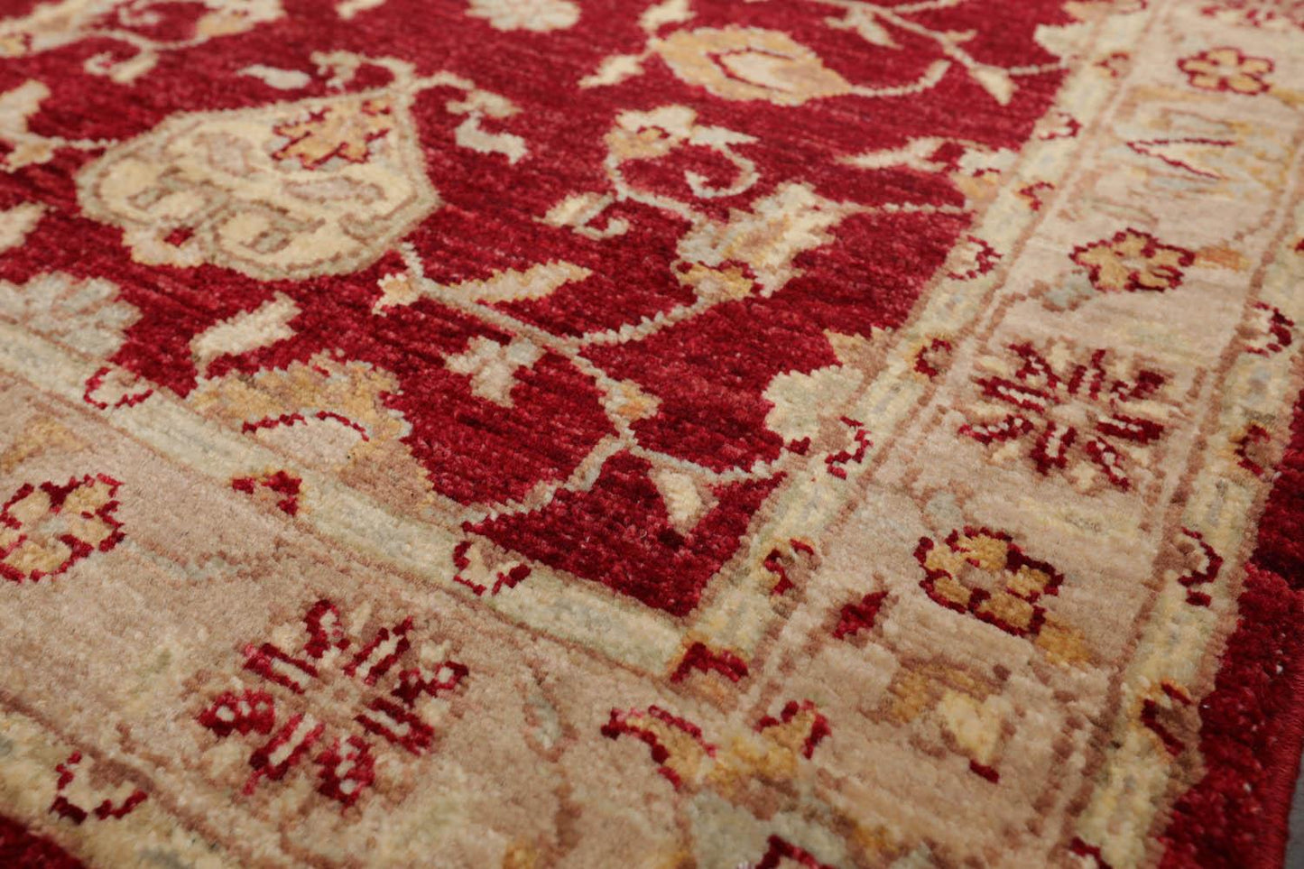 Chobi Peshawar Hand Knotted 100% Wool Traditional Area Rug Wine, Taupe 2'7" x 4'