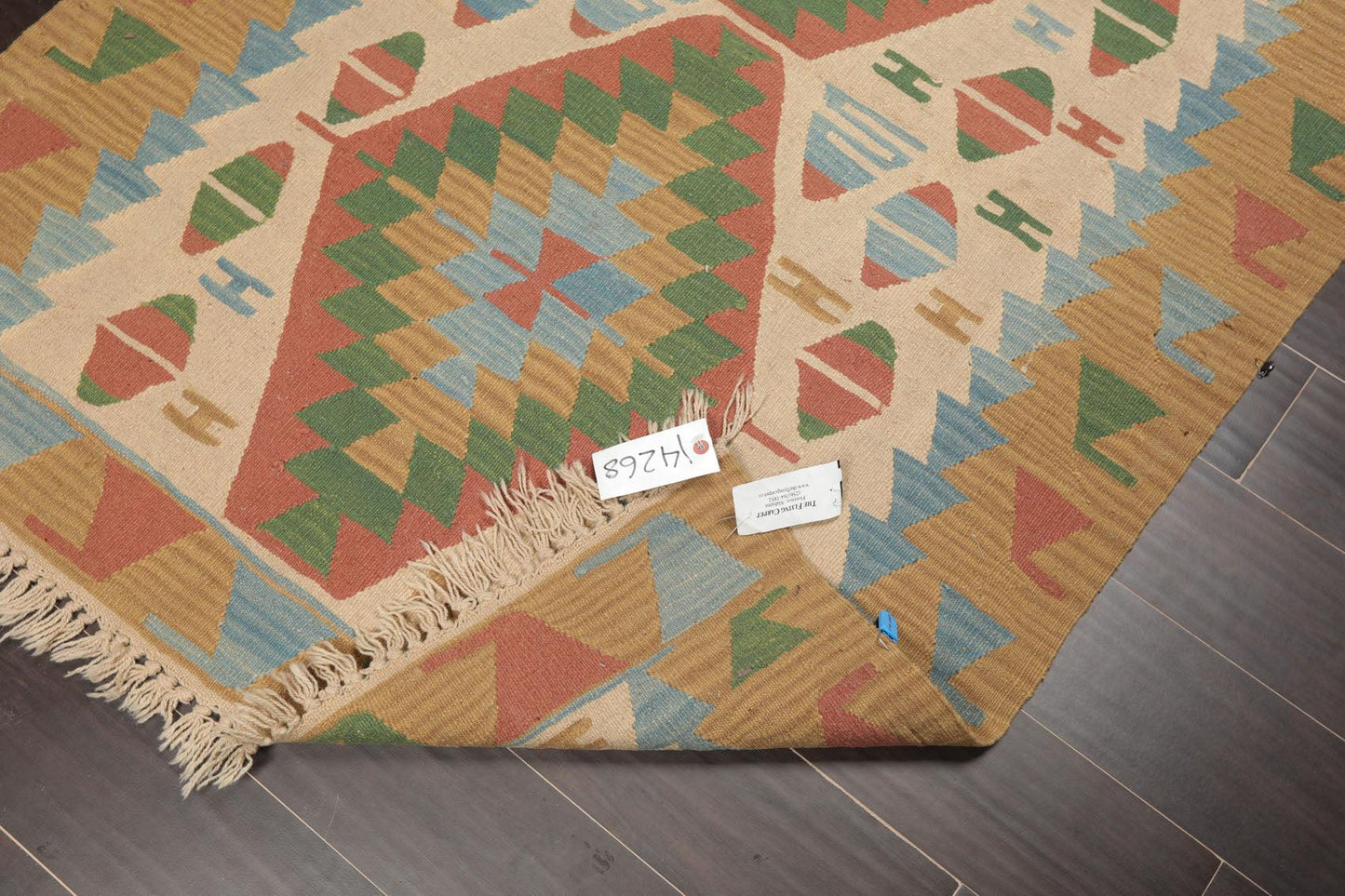 3'9" x 5'2" Hand Woven 100% Wool Southwestern Turkish Kilim Area Rug Beige