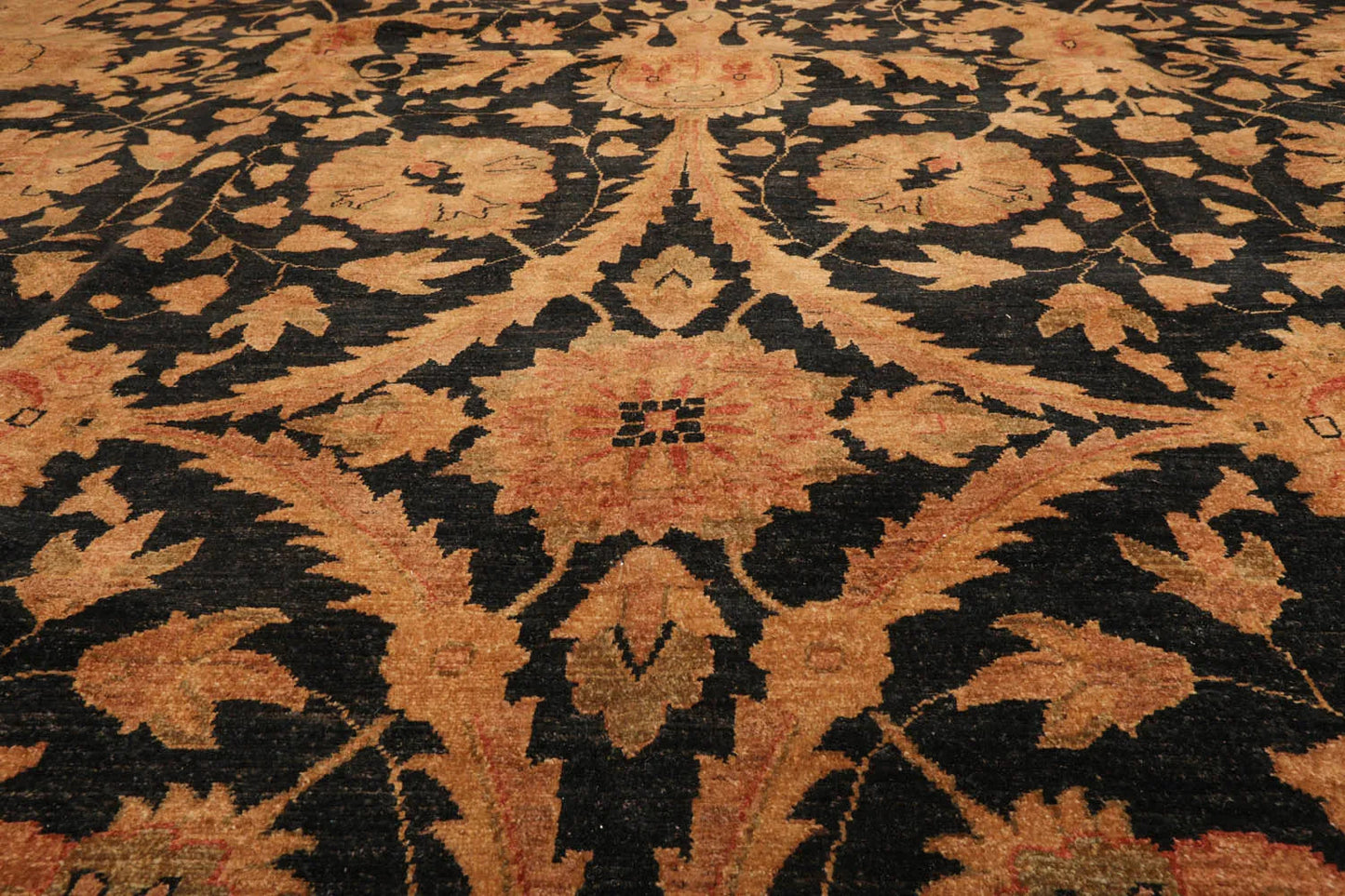 11'8''x16'10'' Charcoal, Gold Palace Hand Knotted 100% Wool Chobi Peshawar Traditional Oriental Area Rug