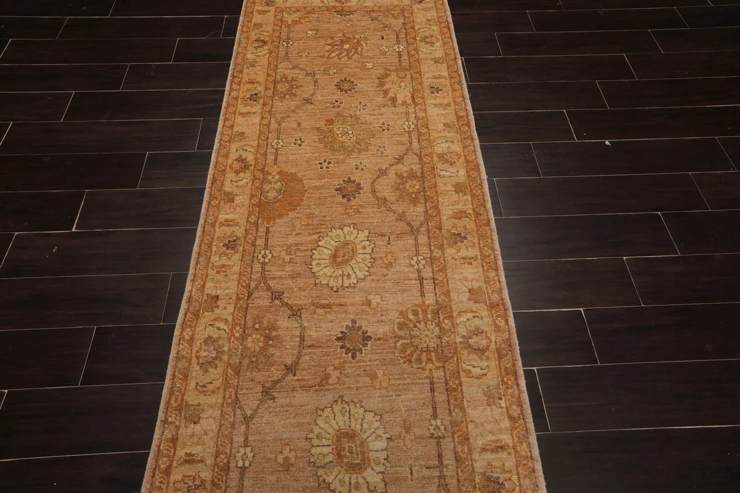 2'8''x10'8'' Tan, Caramel Hand Knotted 100% Wool Peshawar Traditional Oriental Area Rug Runner
