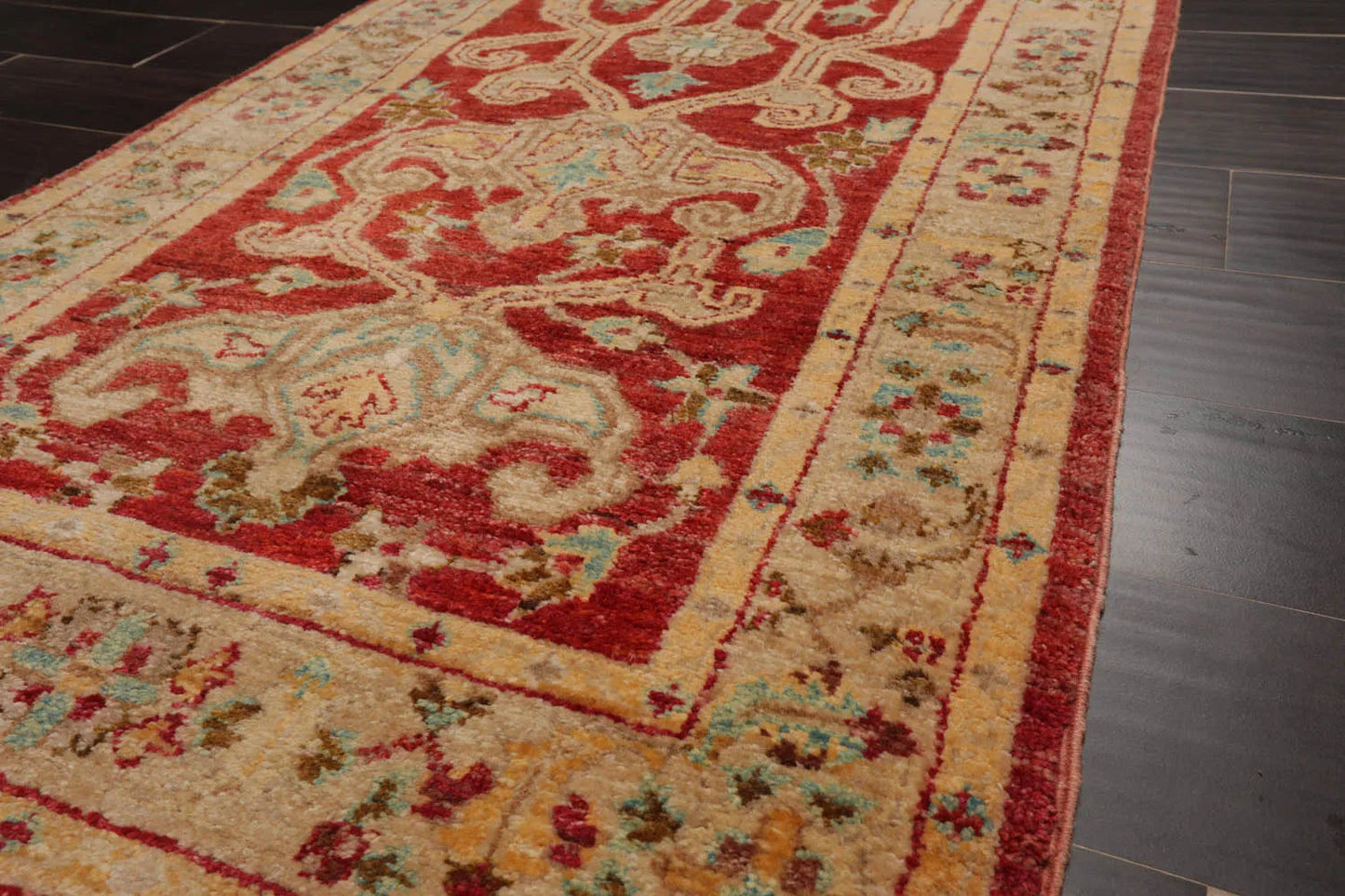 2'9''x13'11'' Runner Rust,Beige Hand Knotted Persian 100% Wool Chobi Peshawar Traditional Oriental Area Rug