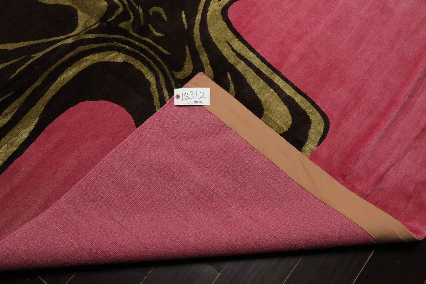 9x12 Pink, Brown Mark Philips Hand Knotted Tibetan 100% Wool Modern Block Oriental Area Rug