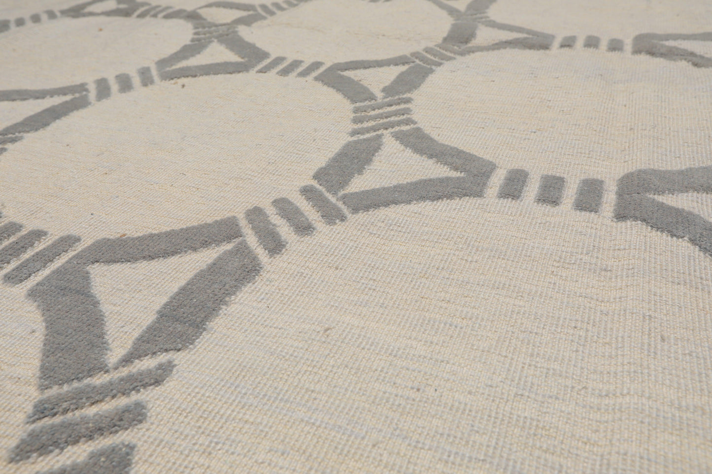 9'4" x 12'2" Hand Knotted Wool Contemporary High Low Pile Oriental Area Rug Tone on Tone Gray