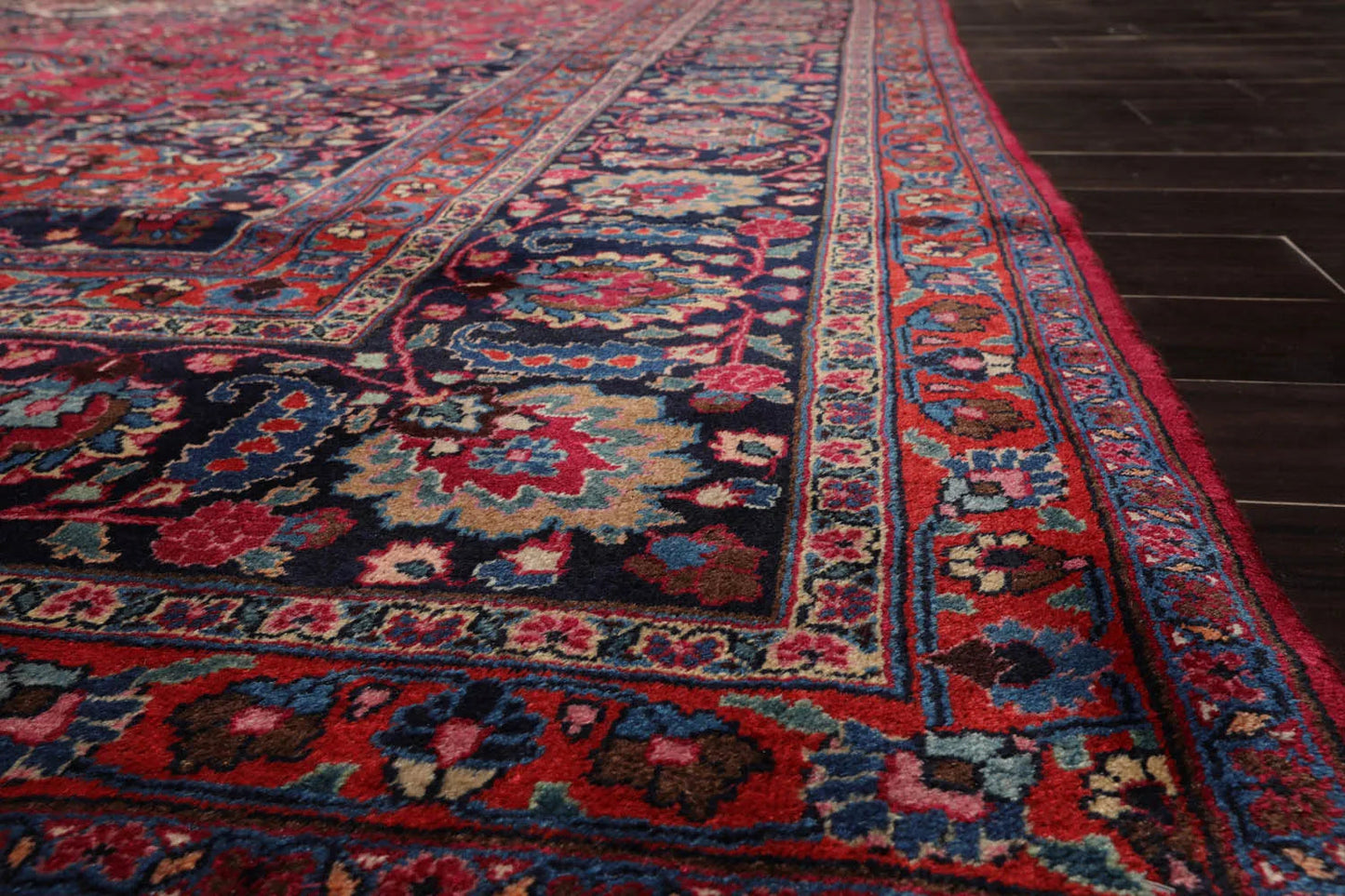 10'9"x16'5" Palace Burgundy Hand Knotted 100% Wool Mashad Traditional 200 KPSI Oriental Area Rug
