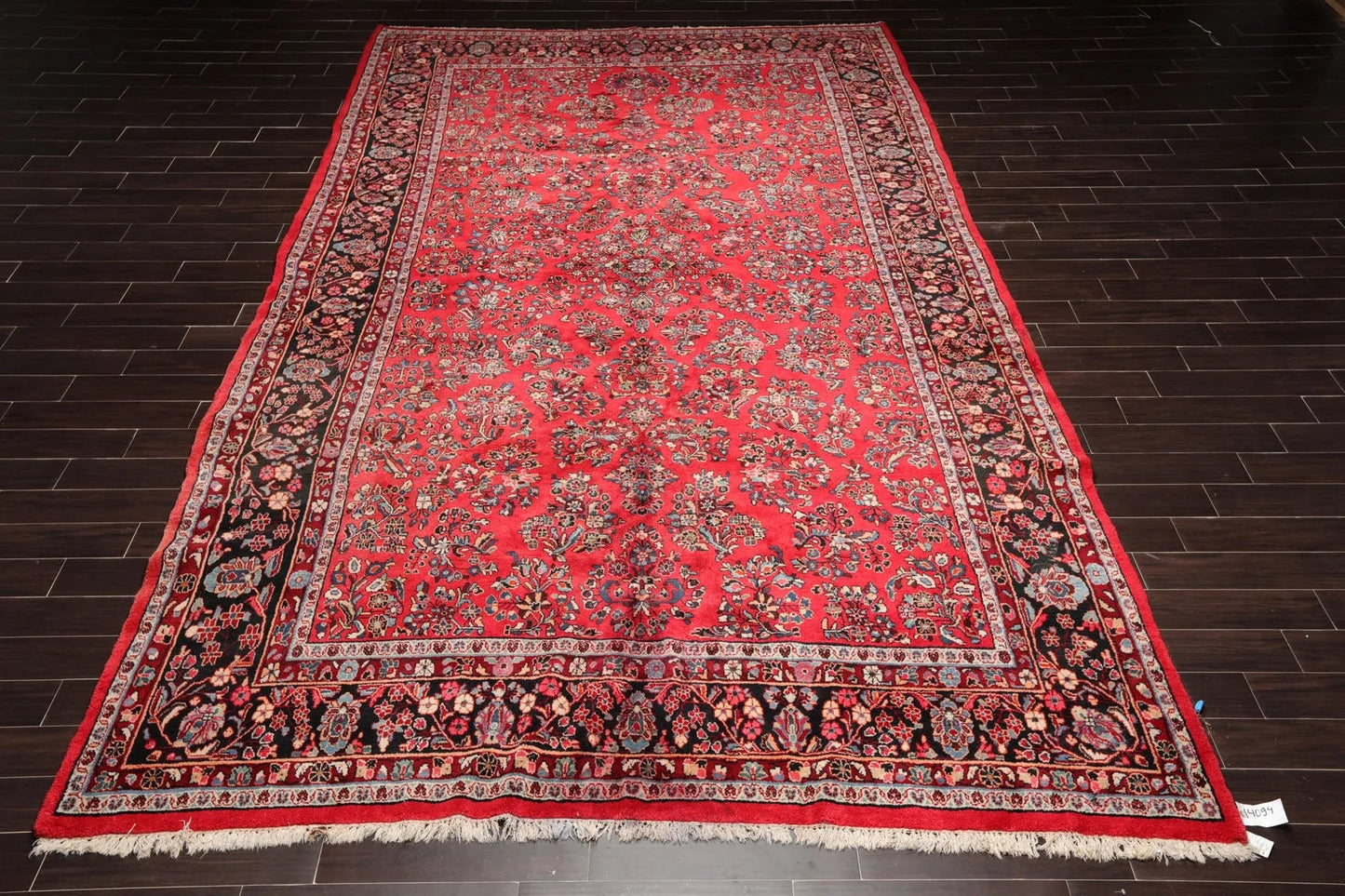 8'10''x16'3'' Oversize Coral Hand Knotted Traditional Heriz Medallion Wool Oriental Area Rug