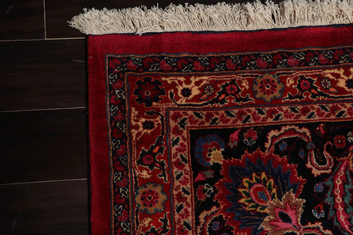 11'2''x16'7'' Palace Burgundy, Midnight Blue Hand Knotted 100% Wool Mashad Traditional 200 KPSI Oriental Area Rug