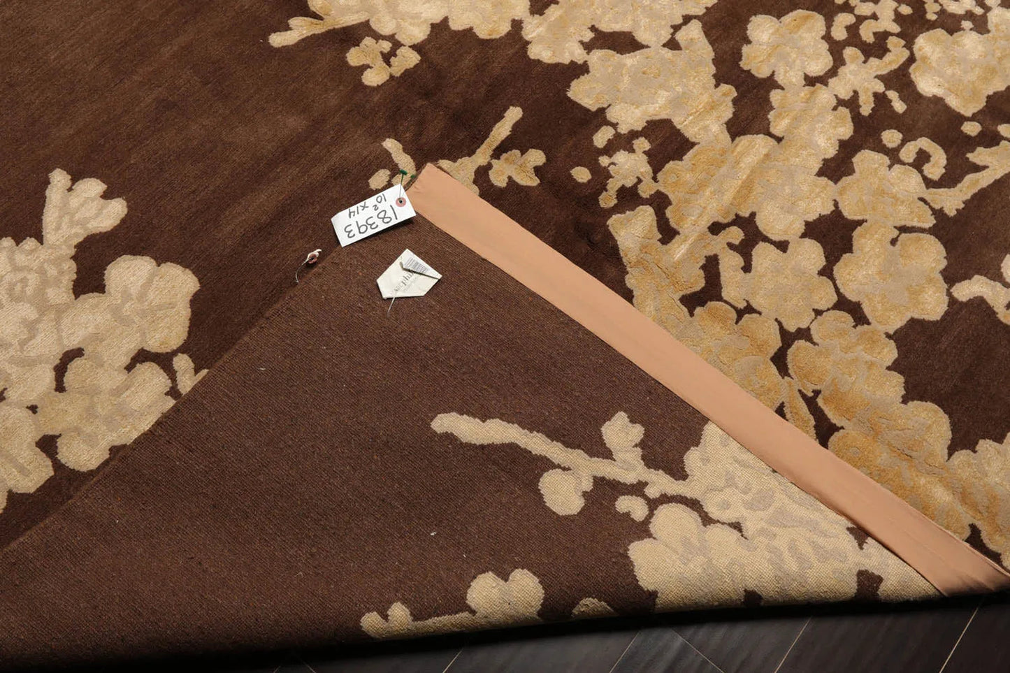 10x14 Brown, Beige Hand Knotted Tibetan Wool and Silk Tibetan Modern & Contemporary Oriental Area Rug