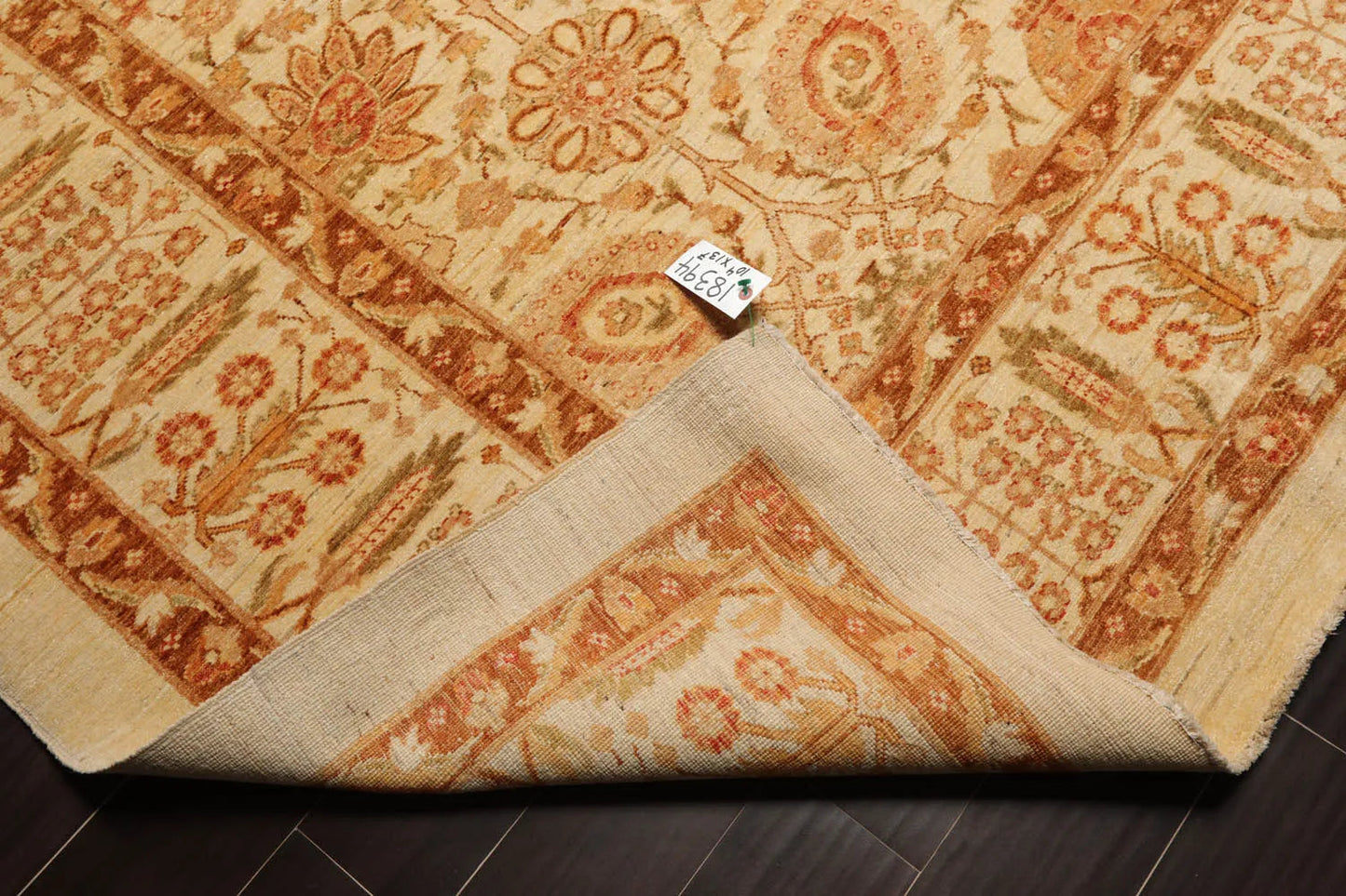 10x14 Ivory, Brown Hand Knotted 100% Wool Peshawar Traditional Oriental Area Rug