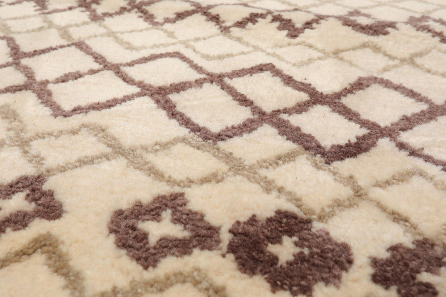5' x 7'4" Handmade 100% Wool Modern Moroccan Oriental Area rug Ivory Gray Brown