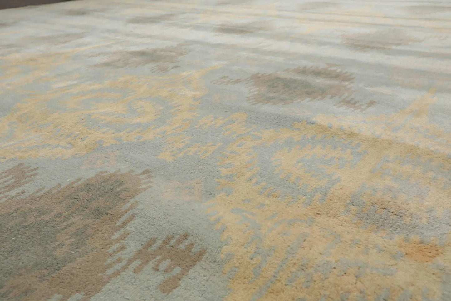 9'4'' x 13'3'' Handmade 100% Wool Ikat Modern Oriental Area Rug Light Blue