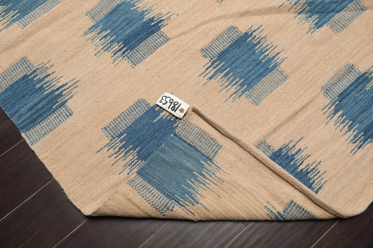 LoomBloom 5x8 Beige Handmade Contemporary Ikat Wool Oriental Area Rug Design