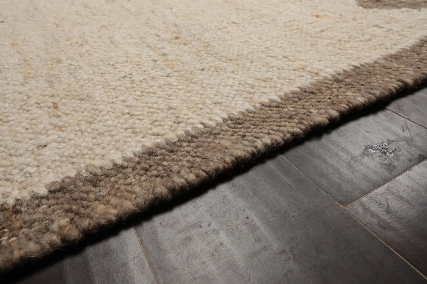 LoomBloom 9x12 Beige Hand Woven Contemporary Geometric Flatweave Wool Oriental Area Rug