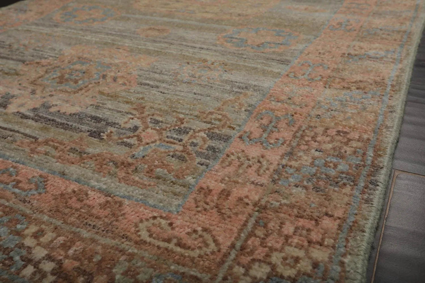 Muted Afghan Oushak Vegetable Dyes 3’ x 5’ Hand Knotted Wool Area Rug Sea Foam