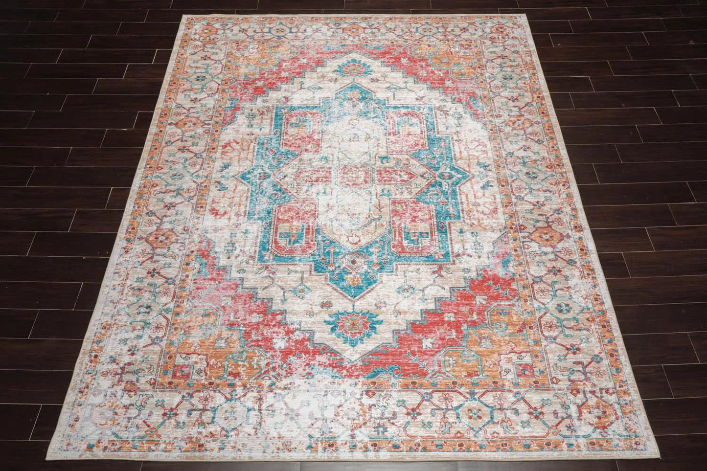 LoomBloom Multi Sizes Beige Machine Made Traditional Medallion Flatweave Polyester Oriental Area Rug