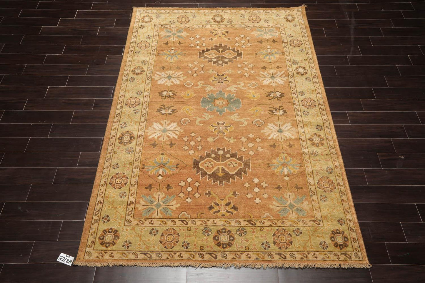 LoomBloom 6'5''x9'3" Caramel Hand Knotted Traditional Oushak Wool Oriental Area Rug