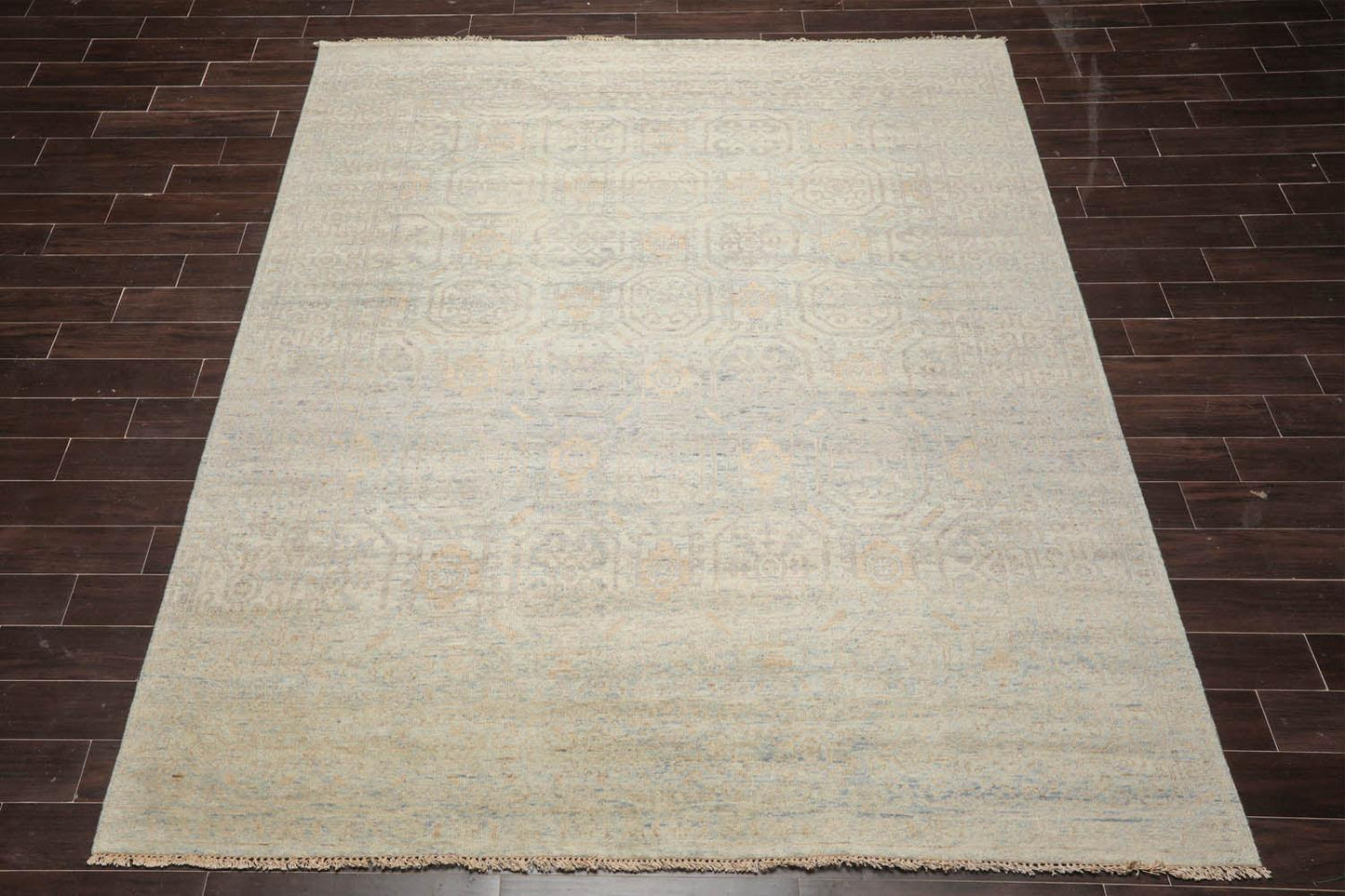 LoomBloom 7'10''x9'10" Gray Hand Knotted Transitional Oushak Wool Oriental Area Rug
