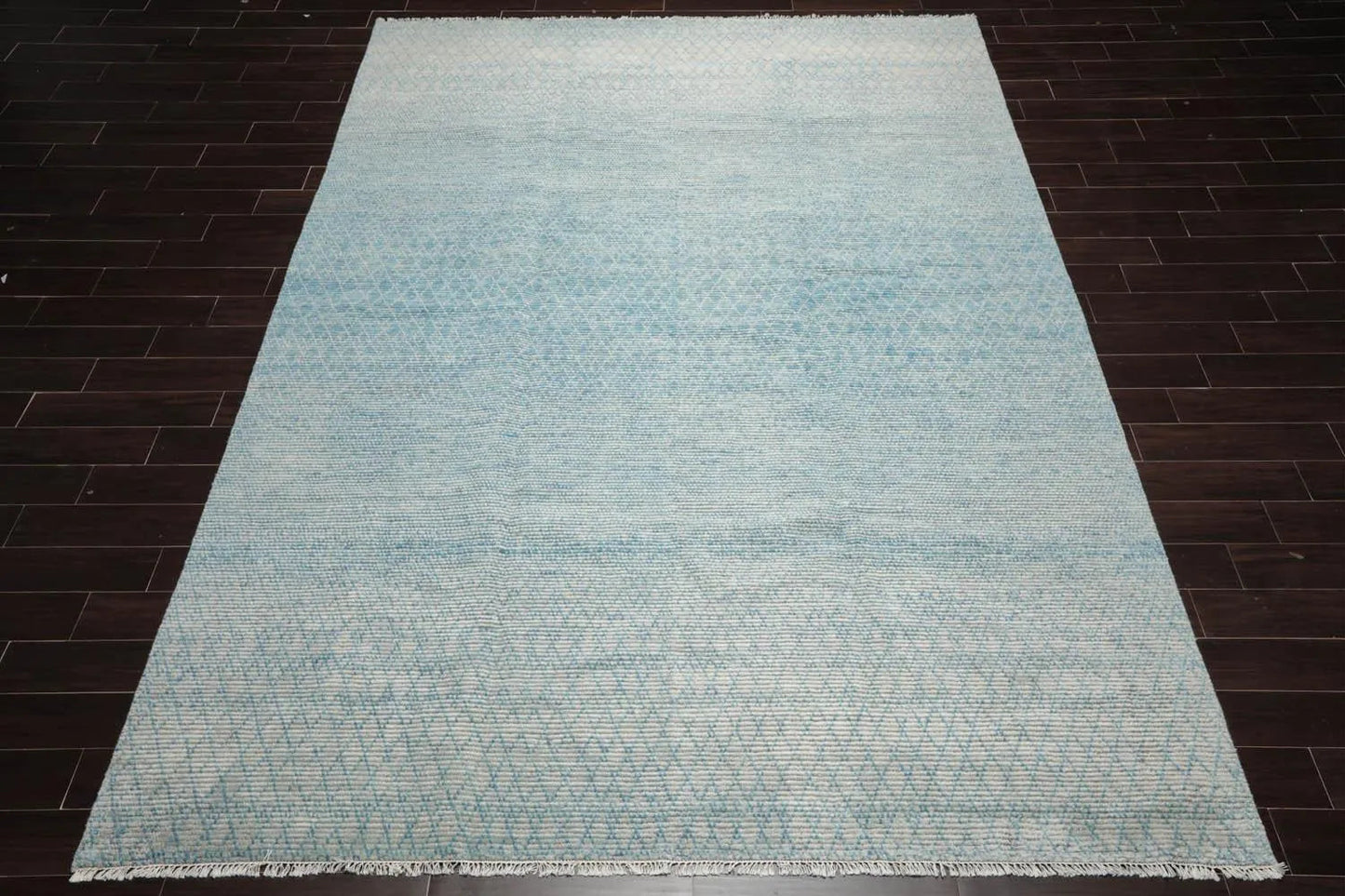 LoomBloom 9'x12'3" Ivory Hand Knotted Contemporary Ribbed Wool Oriental Area Rug