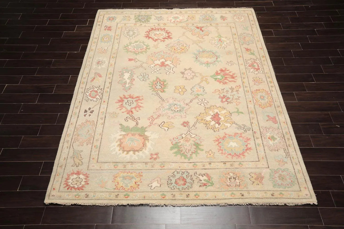 LoomBloom Multi Size Beige Hand Knotted Arts & Crafts/Mission Oushak Wool Oriental Area Rug