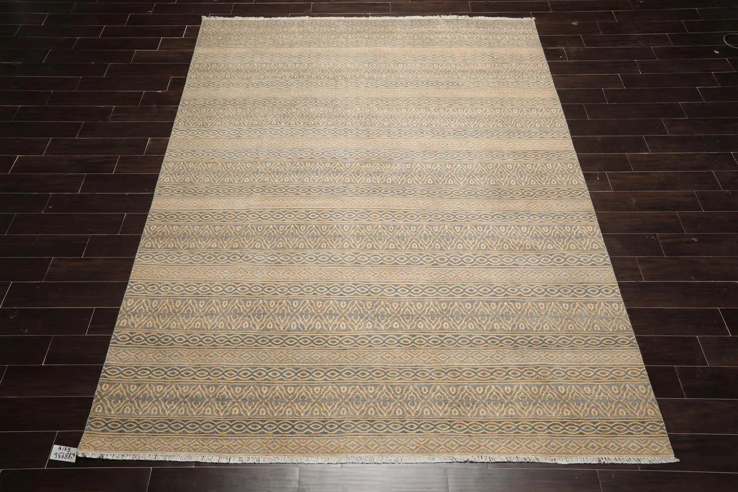 LoomBloom 8'x10' Beige Hand Knotted Contemporary Tibetan High End Designer 250 KPSI Wool Oriental Area Rug