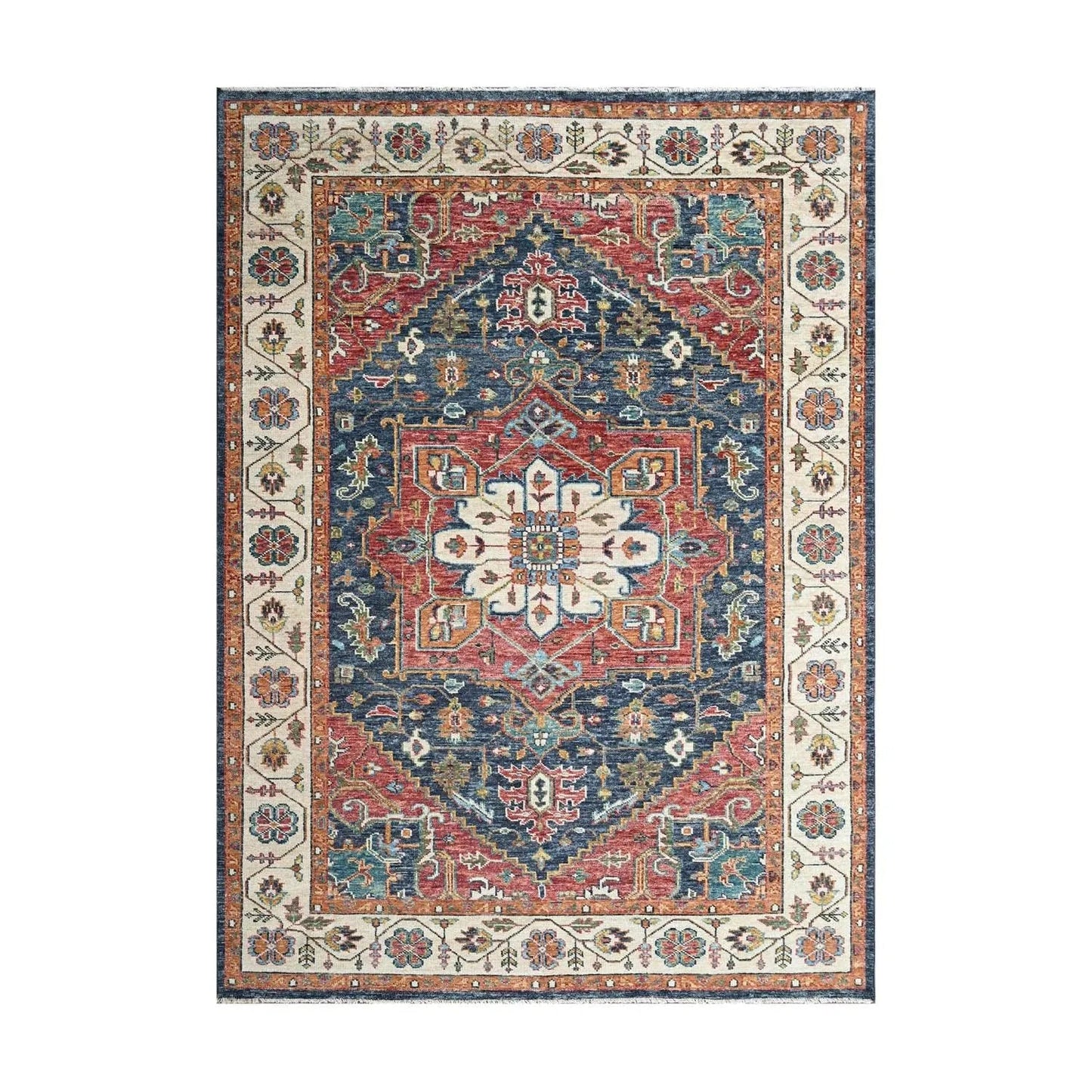 Multi Size Navy Hand Knotted Traditional Oushak Wool Oriental Area Rug