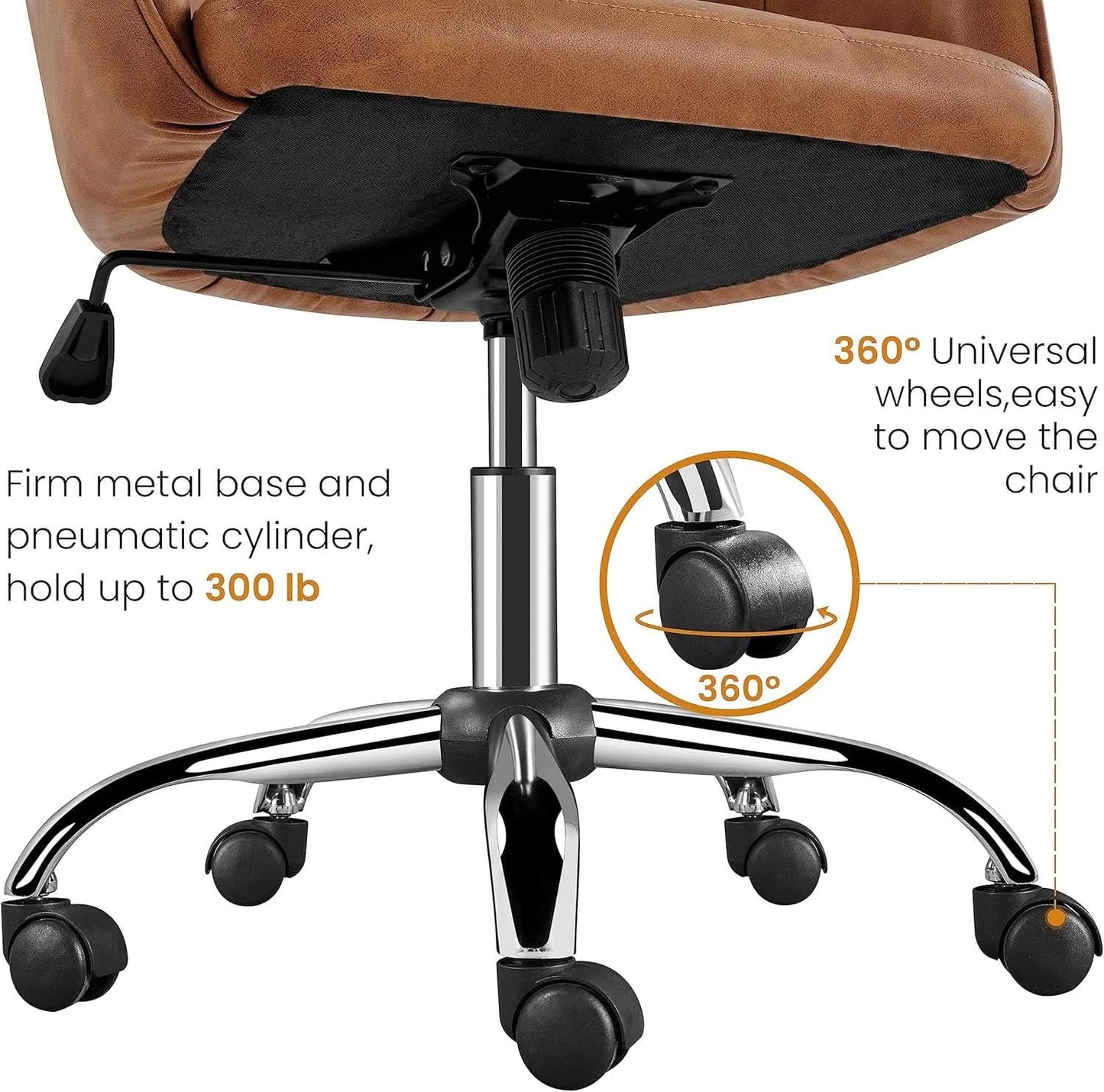 Brown Faux Leather Desk Chair With Adjustable Tilt