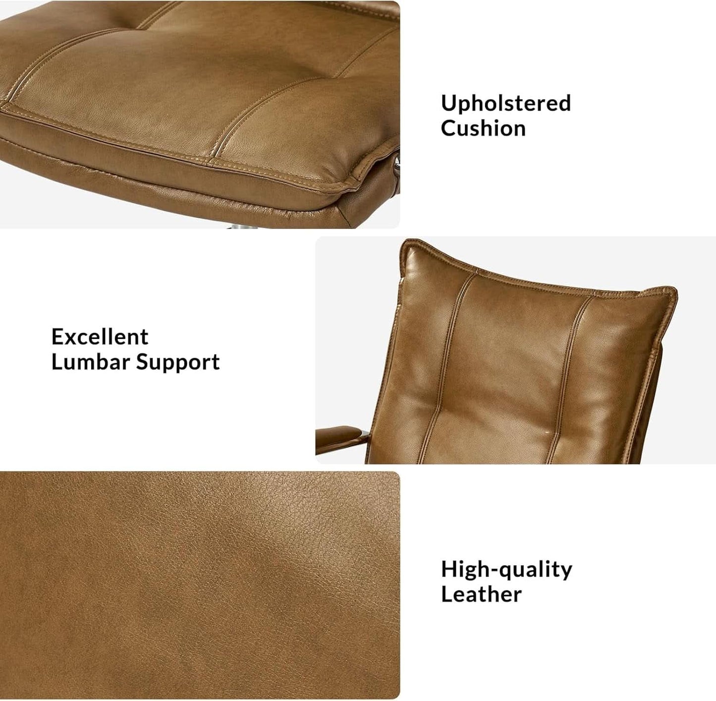 Brown Faux Leather Office Desk Chair Adjustable Swivel