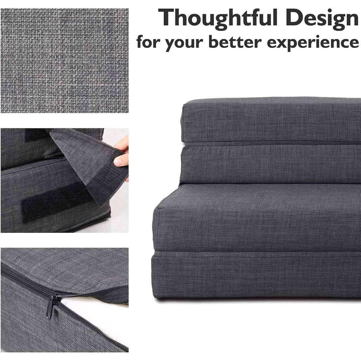 Memory Foam Sleeper Chair With Washable Cover Dark Gray